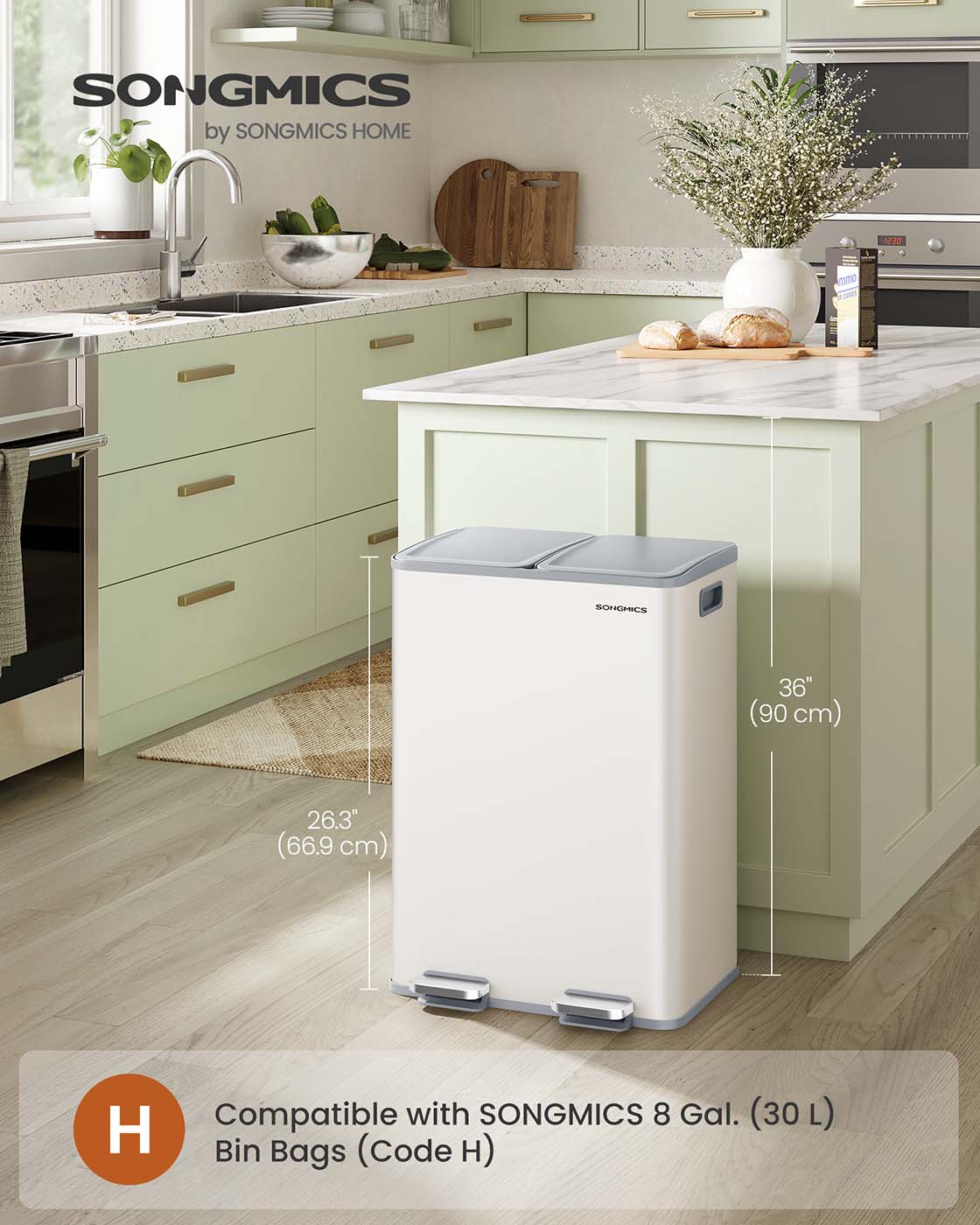 60L Dual Compartment Pedal Bin with Soft-Close Lid, 2 x 30L, Black - image 17