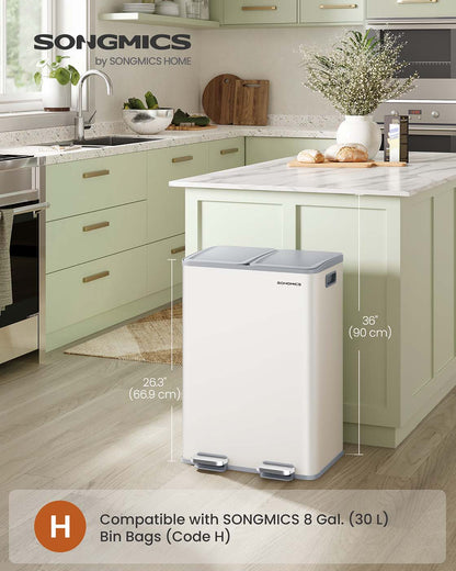 60L Dual Compartment Pedal Bin with Soft-Close Lid, 2 x 30L, Black - image 17