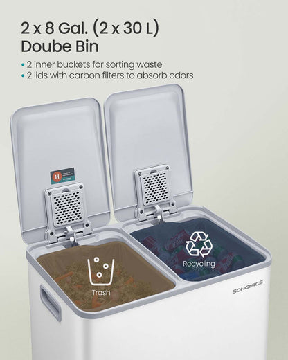 60L Dual Compartment Pedal Bin with Soft-Close Lid, 2 x 30L, Black - image 18