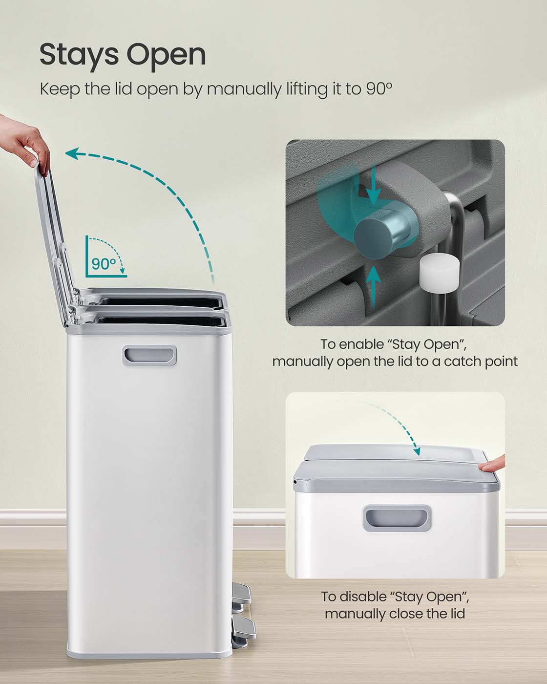60L Dual Compartment Pedal Bin with Soft-Close Lid, 2 x 30L, Black - image 20