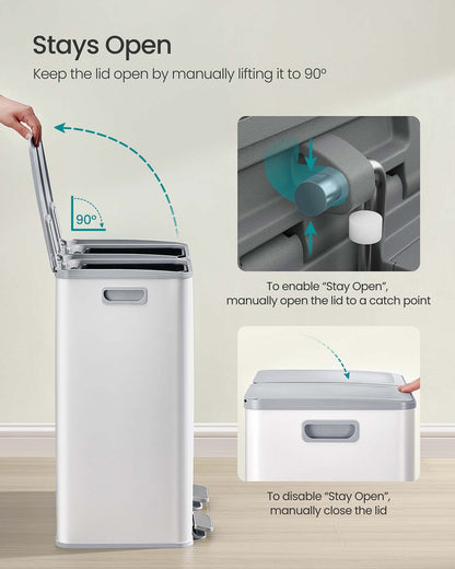 60L Dual Compartment Pedal Bin with Soft-Close Lid, 2 x 30L, Black - image 20