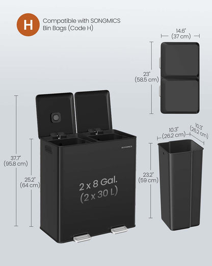 Double kitchen bin with soft close lids and removable inner buckets - image 6