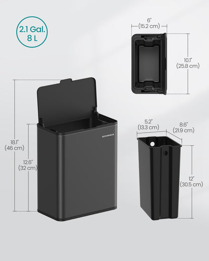 8L Hanging Kitchen Steel Bin with Lid - image 16