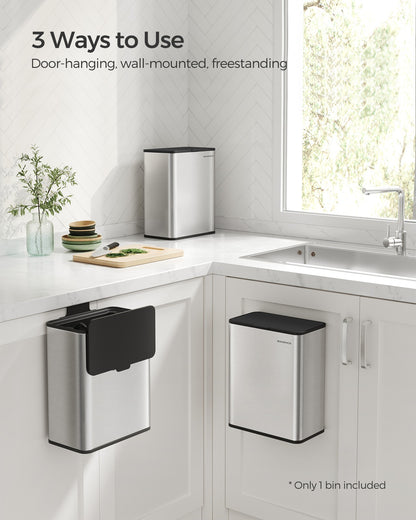 8L Hanging Kitchen Steel Bin with Lid - image 3