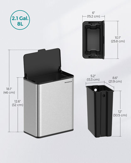 8L Hanging Kitchen Steel Bin with Lid - image 6