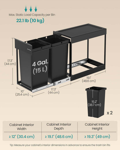 Pull out kitchen bin with double compartments - image 4