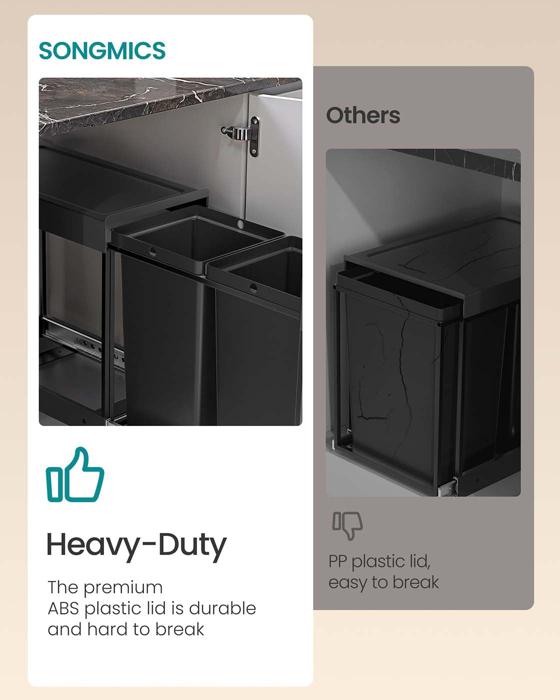 Pull out kitchen bin with double compartments - image 6