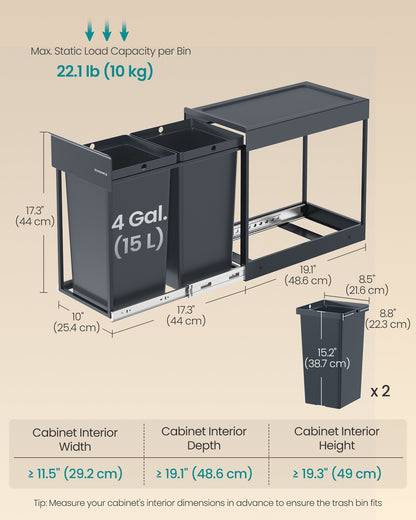 Pull out kitchen bin with double compartments - image 23