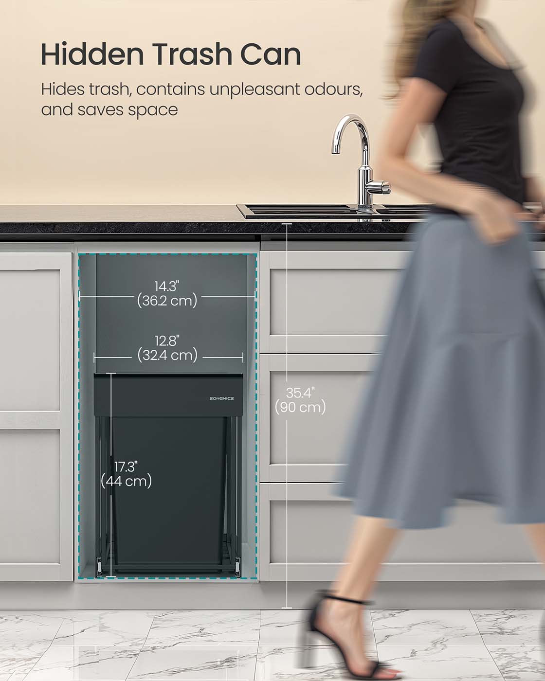 Pull out kitchen bin with double compartments - image 9