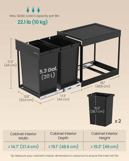 Pull out kitchen bin with double compartments - image 10