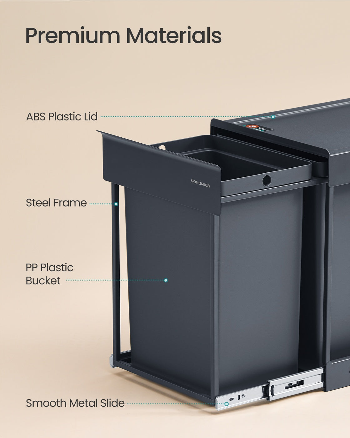 Pull out kitchen bin with double compartments - image 18