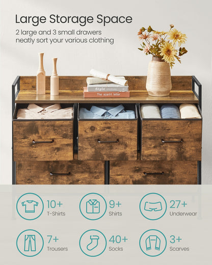 Chest of Drawers 7 Fabric Drawers with Handles Rustic Brown and Ink Black - image 34