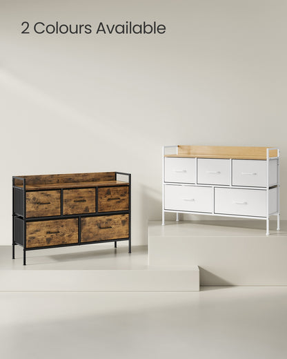 Chest of Drawers 7 Fabric Drawers with Handles Rustic Brown and Ink Black - image 37