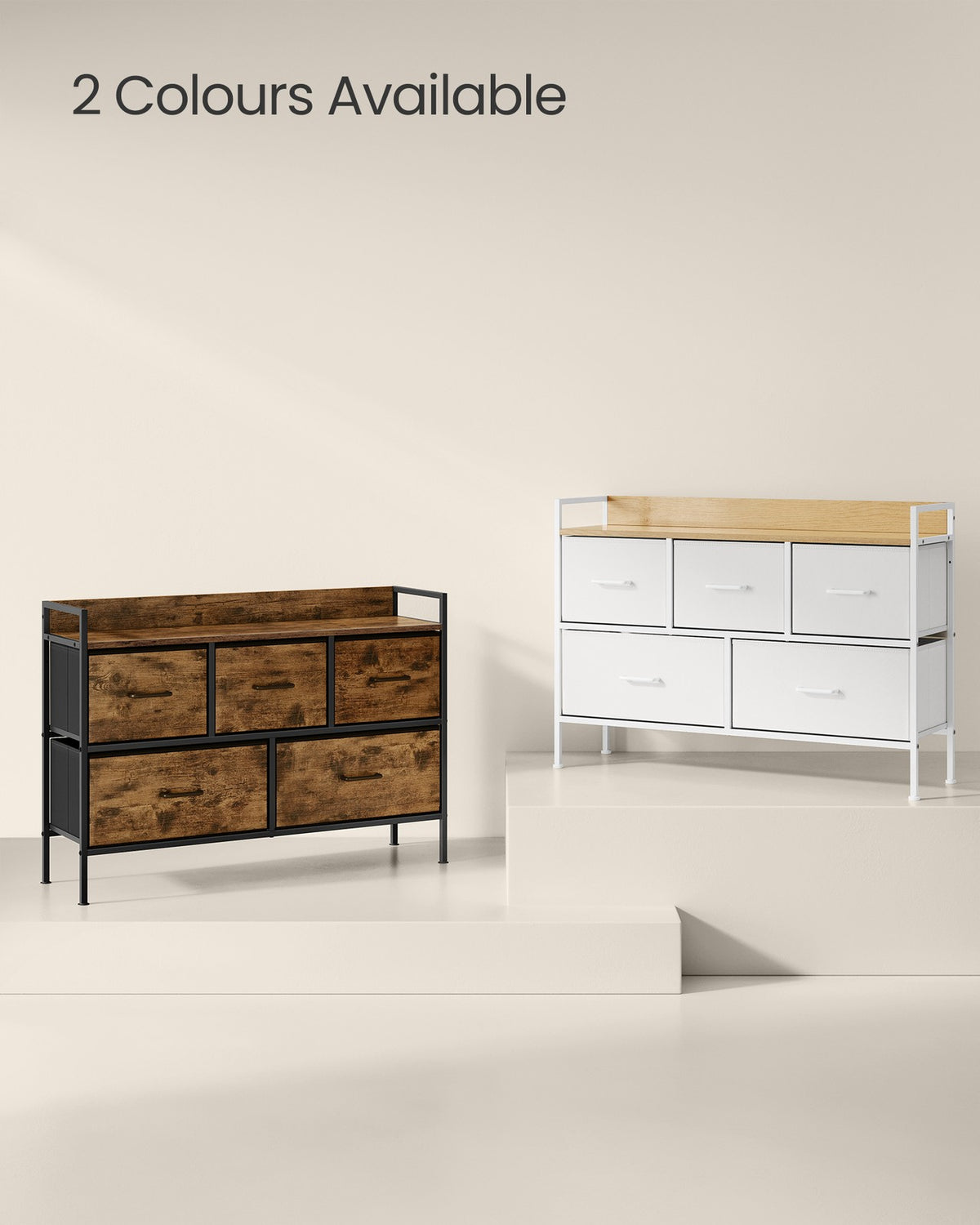 Chest of Drawers 7 Fabric Drawers with Handles Rustic Brown and Ink Black - image 44