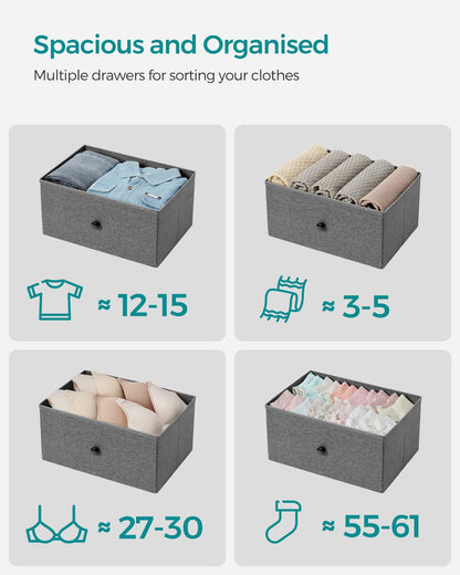 Chest of Drawers, 4 Fabric Drawers, White and Oak - image 21