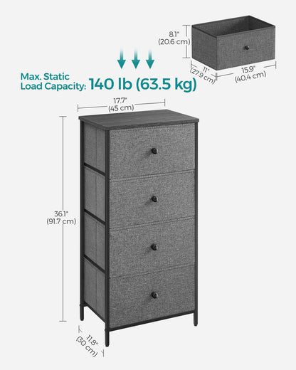 Chest of Drawers, 4 Fabric Drawers, White and Oak - image 24
