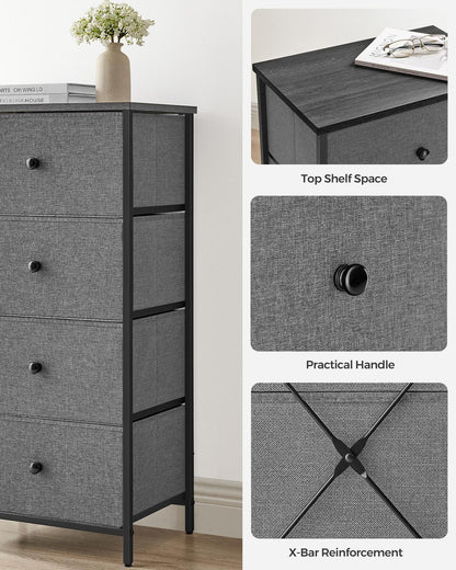 Chest of Drawers, 4 Fabric Drawers, White and Oak - image 25