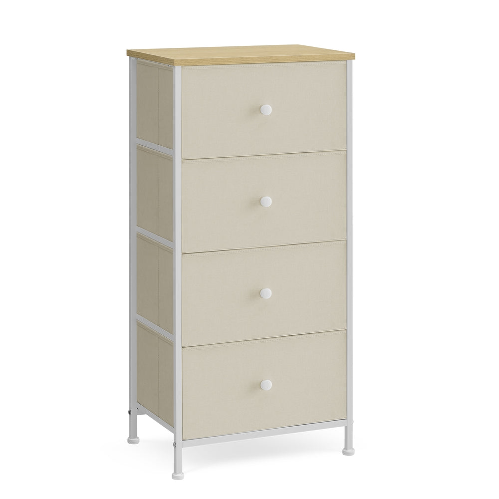 Chest of Drawers, 4 Fabric Drawers, White and Oak - image 10