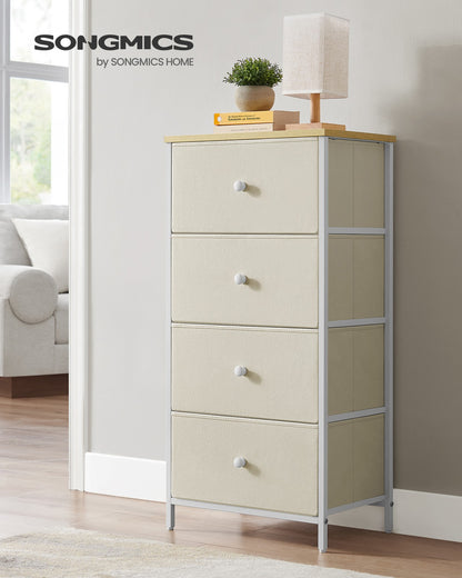 Chest of Drawers, 4 Fabric Drawers, White and Oak - image 11