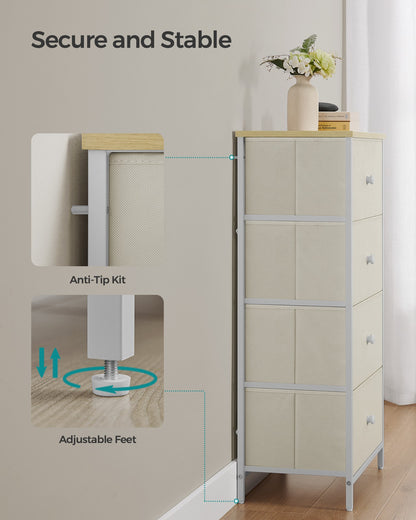 Chest of Drawers, 4 Fabric Drawers, White and Oak - image 18