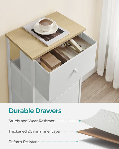 Chest of Drawers, 4 Fabric Drawers, White and Oak - image 6