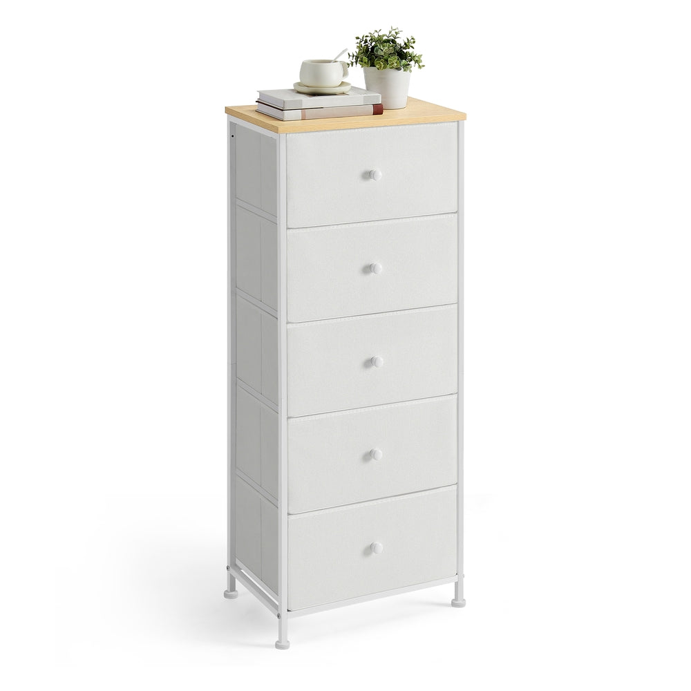 Chest of Drawers, 4 Fabric Drawers, White and Oak - image 27