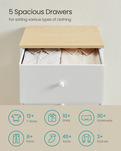 Chest of Drawers, 4 Fabric Drawers, White and Oak - image 29