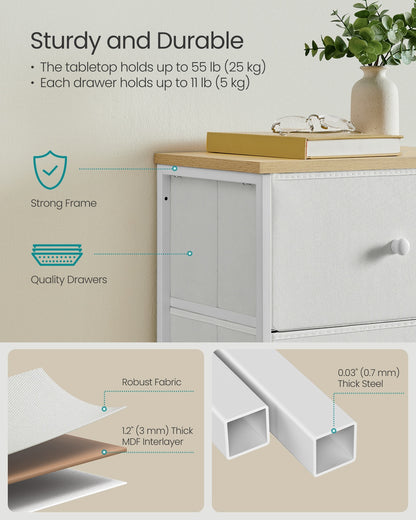 Chest of Drawers, 4 Fabric Drawers, White and Oak - image 30