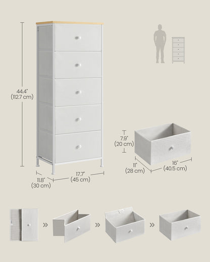 Chest of Drawers, 4 Fabric Drawers, White and Oak - image 31