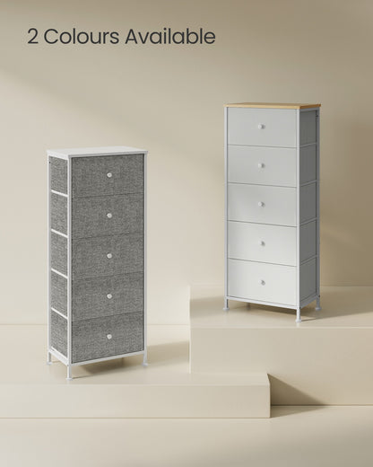 Chest of Drawers, 4 Fabric Drawers, White and Oak - image 32