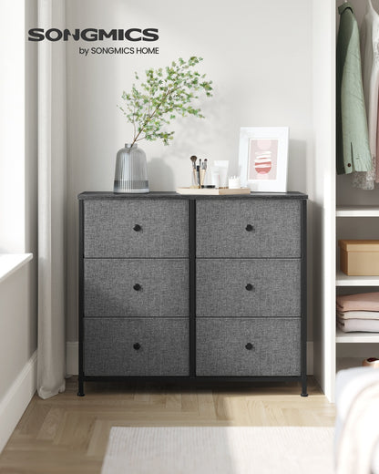 Chest of Drawers 6 Fabric Drawers with Metal Frame Light Grey and White - image 33