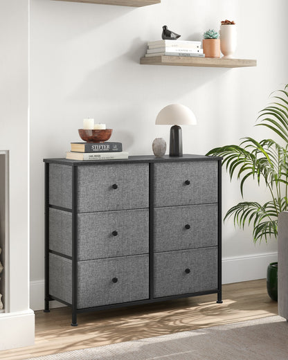 Chest of Drawers 6 Fabric Drawers with Metal Frame Light Grey and White - image 34