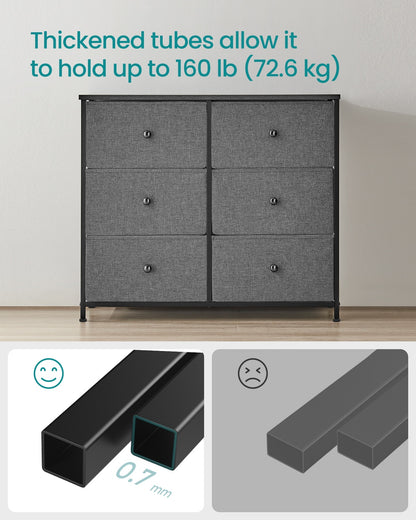 Chest of Drawers 6 Fabric Drawers with Metal Frame Light Grey and White - image 36