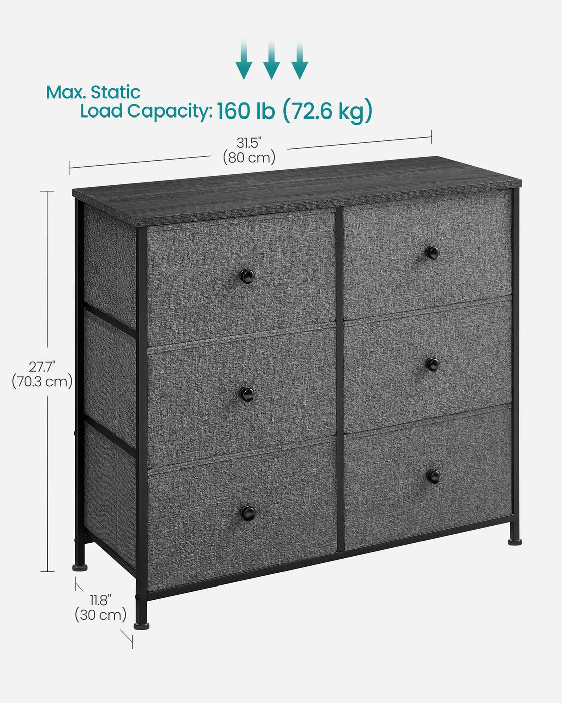 Chest of Drawers 6 Fabric Drawers with Metal Frame Light Grey and White - image 38