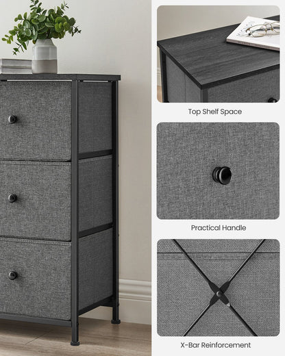 Chest of Drawers 6 Fabric Drawers with Metal Frame Light Grey and White - image 39