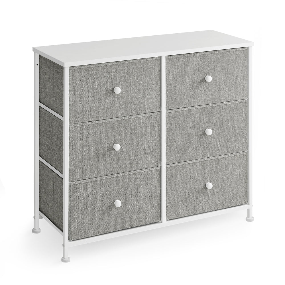Chest of Drawers 6 Fabric Drawers with Metal Frame Light Grey and White - image 1