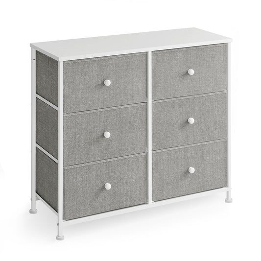 Chest of Drawers 6 Fabric Drawers with Metal Frame Light Grey and White - image 1