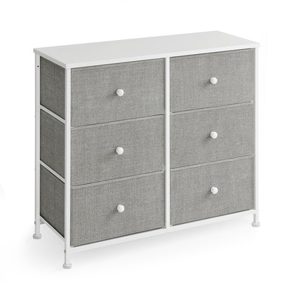 Chest of Drawers 6 Fabric Drawers with Metal Frame Light Grey and White - image 2