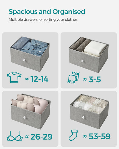 Chest of Drawers 6 Fabric Drawers with Metal Frame Light Grey and White - image 5