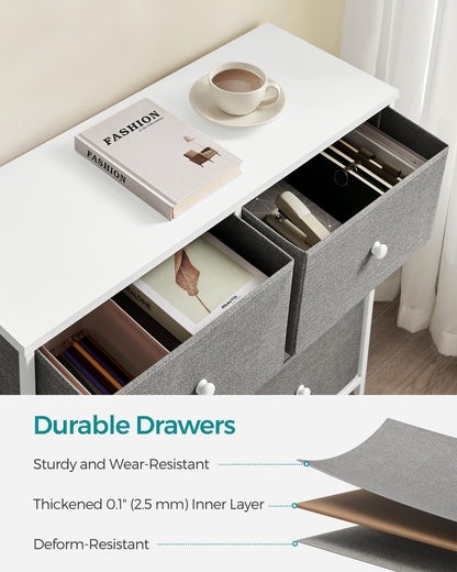 Chest of Drawers 6 Fabric Drawers with Metal Frame Light Grey and White - image 7
