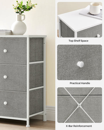 Chest of Drawers 6 Fabric Drawers with Metal Frame Light Grey and White - image 9