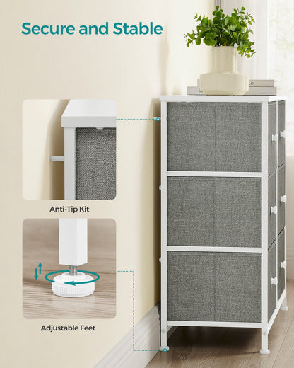 Chest of Drawers 6 Fabric Drawers with Metal Frame Light Grey and White - image 10