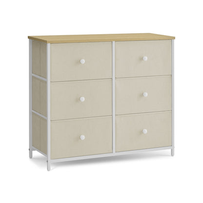 Chest of Drawers 6 Fabric Drawers with Metal Frame Light Grey and White - image 11
