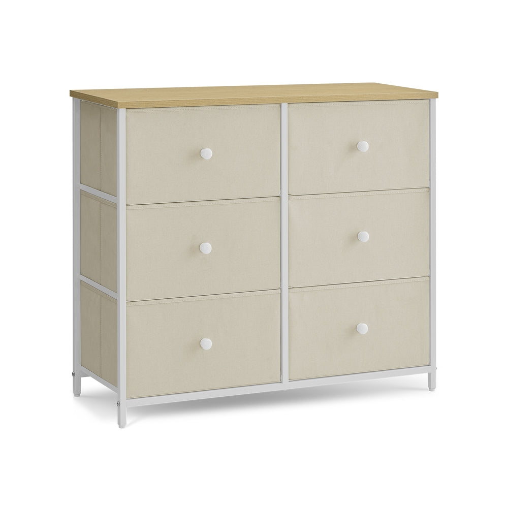 Chest of Drawers 6 Fabric Drawers with Metal Frame Light Grey and White - image 12
