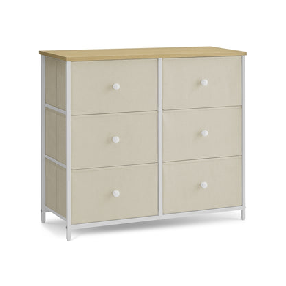 Chest of Drawers 6 Fabric Drawers with Metal Frame Light Grey and White - image 12