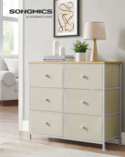 Chest of Drawers 6 Fabric Drawers with Metal Frame Light Grey and White - image 13