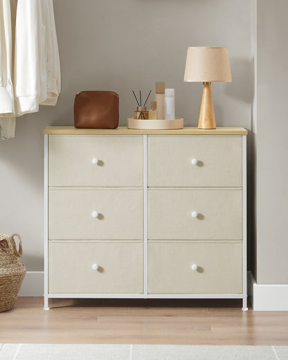 Chest of Drawers 6 Fabric Drawers with Metal Frame Light Grey and White - image 14