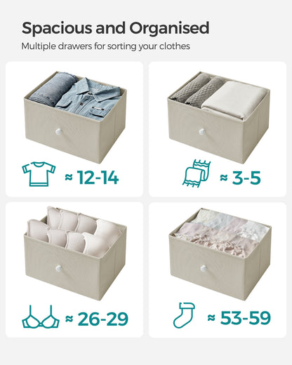 Chest of Drawers 6 Fabric Drawers with Metal Frame Light Grey and White - image 15