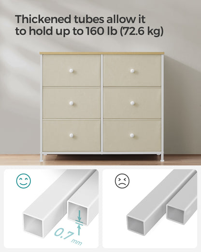 Chest of Drawers 6 Fabric Drawers with Metal Frame Light Grey and White - image 16