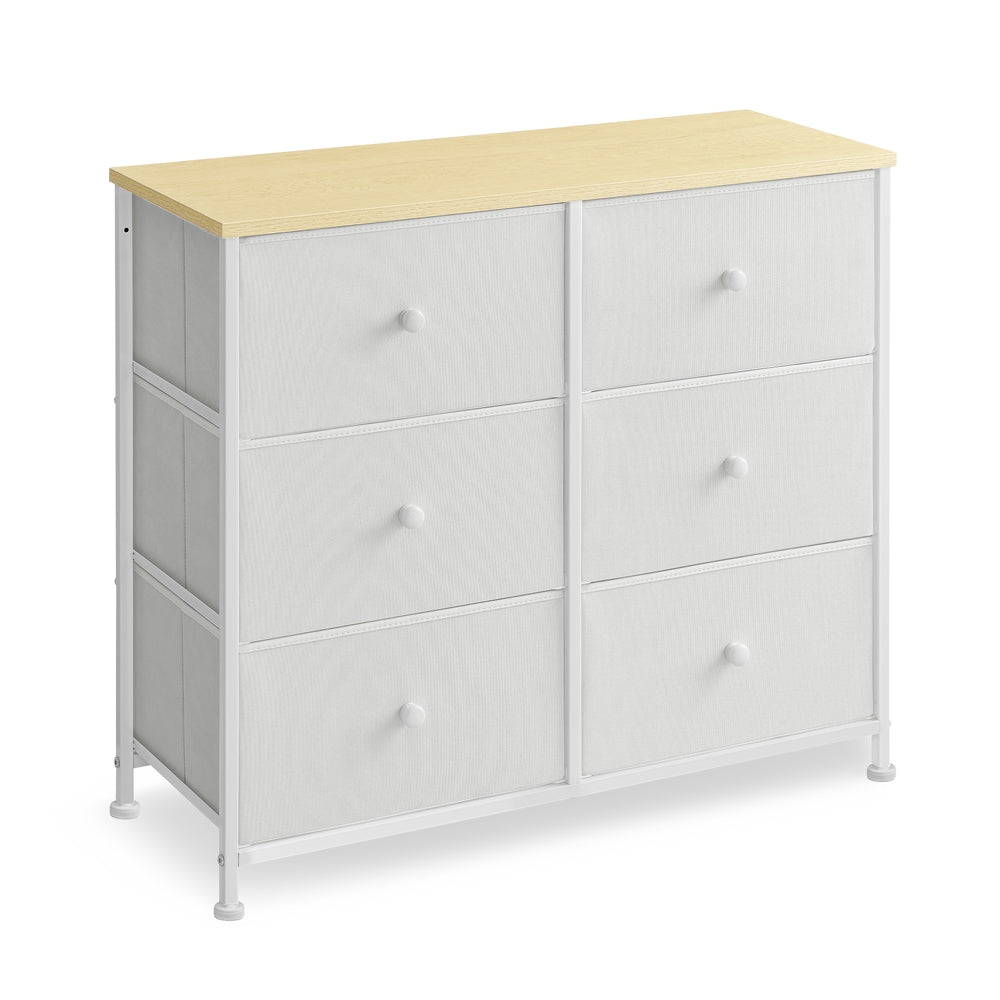 Chest of Drawers 6 Fabric Drawers with Metal Frame Light Grey and White - image 21